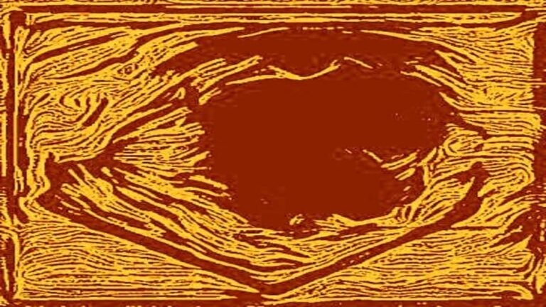red and yellow abstraction that looks like wood grain or perhaps like a closeup of a red eye