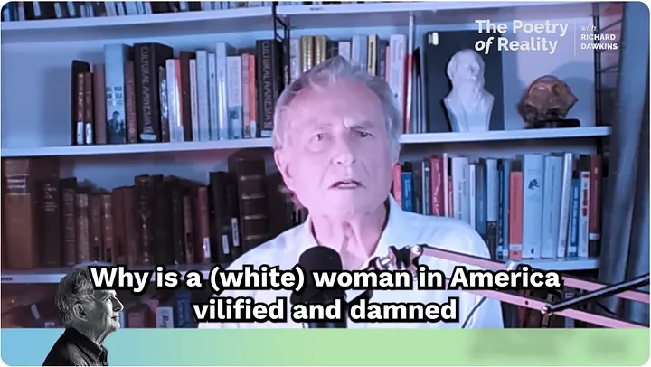 video still of the Poetry of Reality, with closed caption: 'Why is a white woman in America vilified and damned'