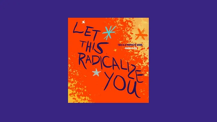 Let This Radicalize You. Detail from the red and orange book cover on a purple background.